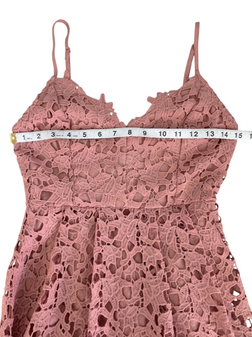 ASTR the Label Lace Midi Dress Pink Spaghetti Strap Fit Flare Boho Size S - Picture 7 of 12